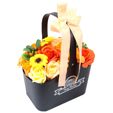 Soap Flower Bouquet Basket Orange luxury Mothers Day