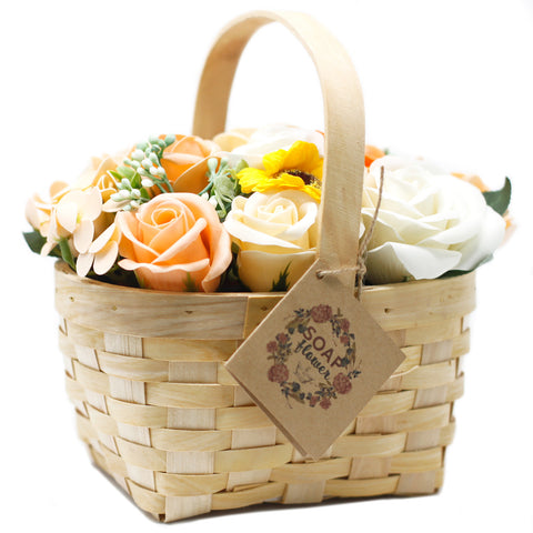 Soap Flower Bouquet  Wicker Basket Mothers Day