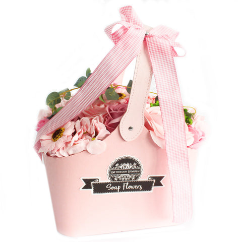 Soap Flower Bouquet in a Basket Luxury Flowers
